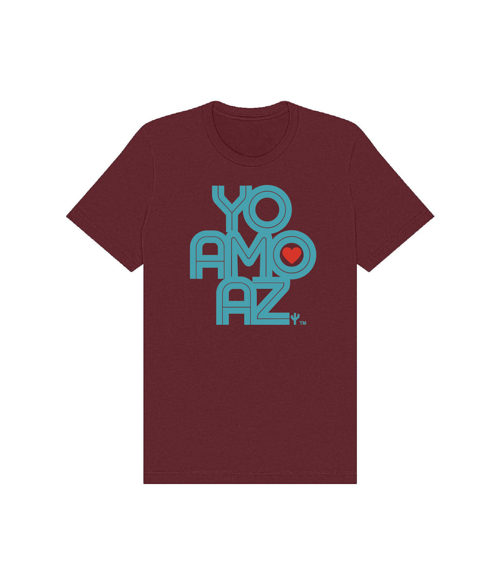 Camiseta Yo Amo AZ en Granate, camiseta gráfica con tema de Arizona
