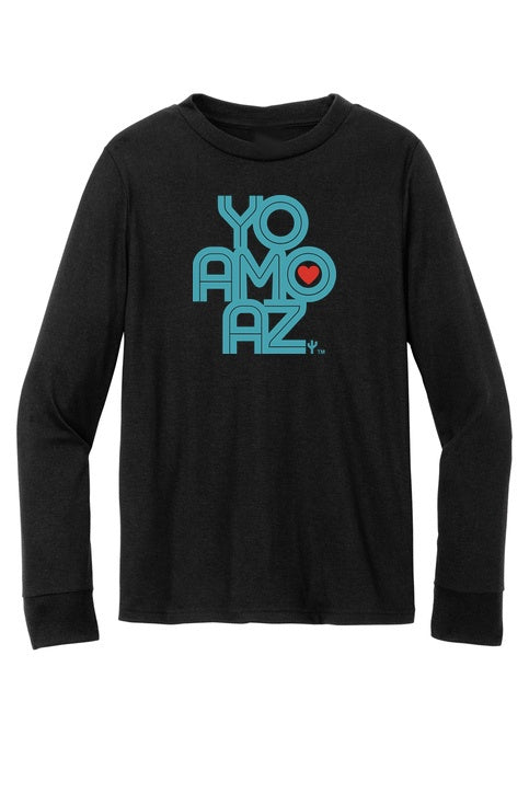 Yo Amo AZ Kids Long Sleeve (Black, Blue Clay Logo)