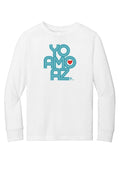 Yo Amo AZ Kids Long Sleeve (White, Blue Clay Logo)