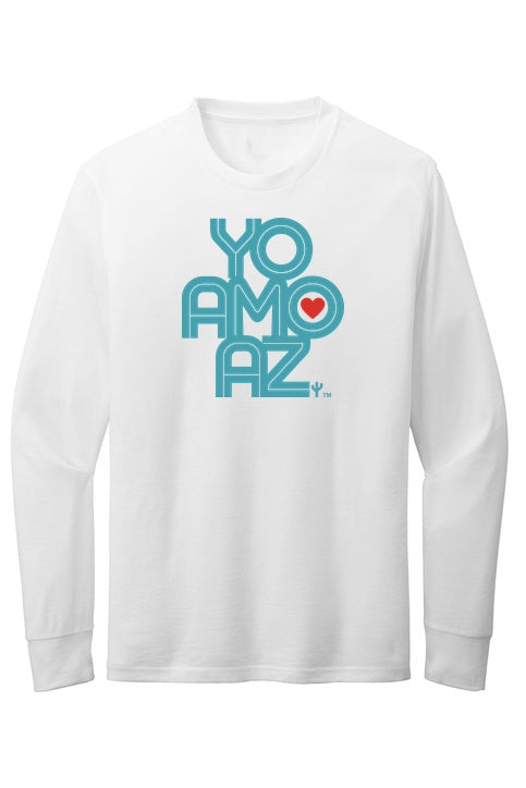 Yo Amo AZ Men's Long Sleeve (White, Blue Clay Logo)